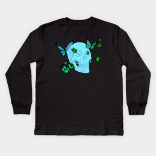 blue butterfly skull Kids Long Sleeve T-Shirt